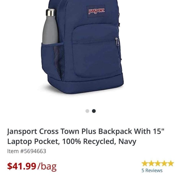 Jansport Cross Town Plus Backpack with 15” Laptop Pocket - Picture 3 of 3